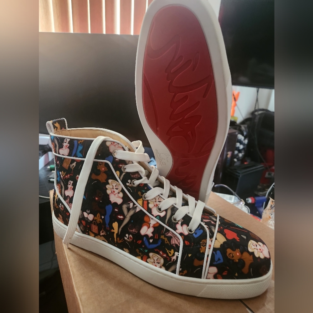 Christian Louboutin Artwork Collage Shoes Sz 44.5 / 11.5 US M. New. No Box